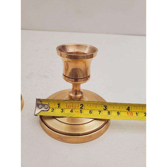 Pair of Brass Candlesticks - 2 Short Candlesticks - Vintage Home Decor - Boho - Picture 9 of 10